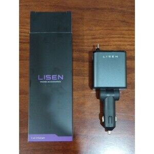 Lisen B104 Car Charger With Retractable Cables - NIB!